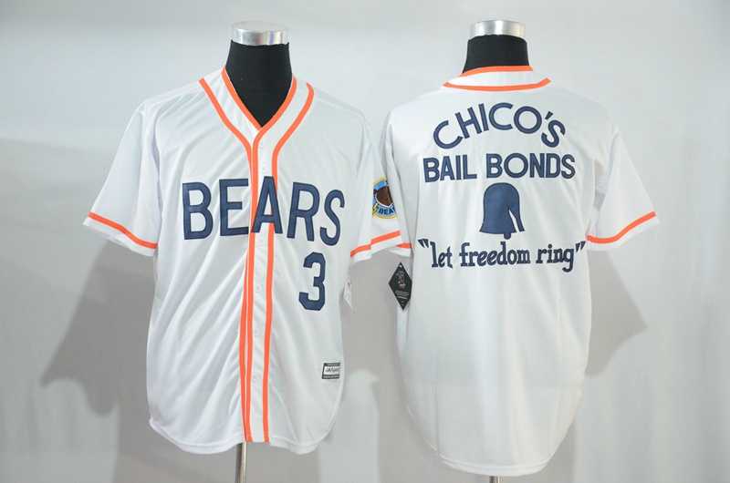 Bad News Bears #3 1976 Chico's Bail Bonds White Stitched Movie Jersey,We sell and wholesale Bad News Bears #3 1976 Chico's Bail Bonds White Stitched Movie Jersey on line form chian!